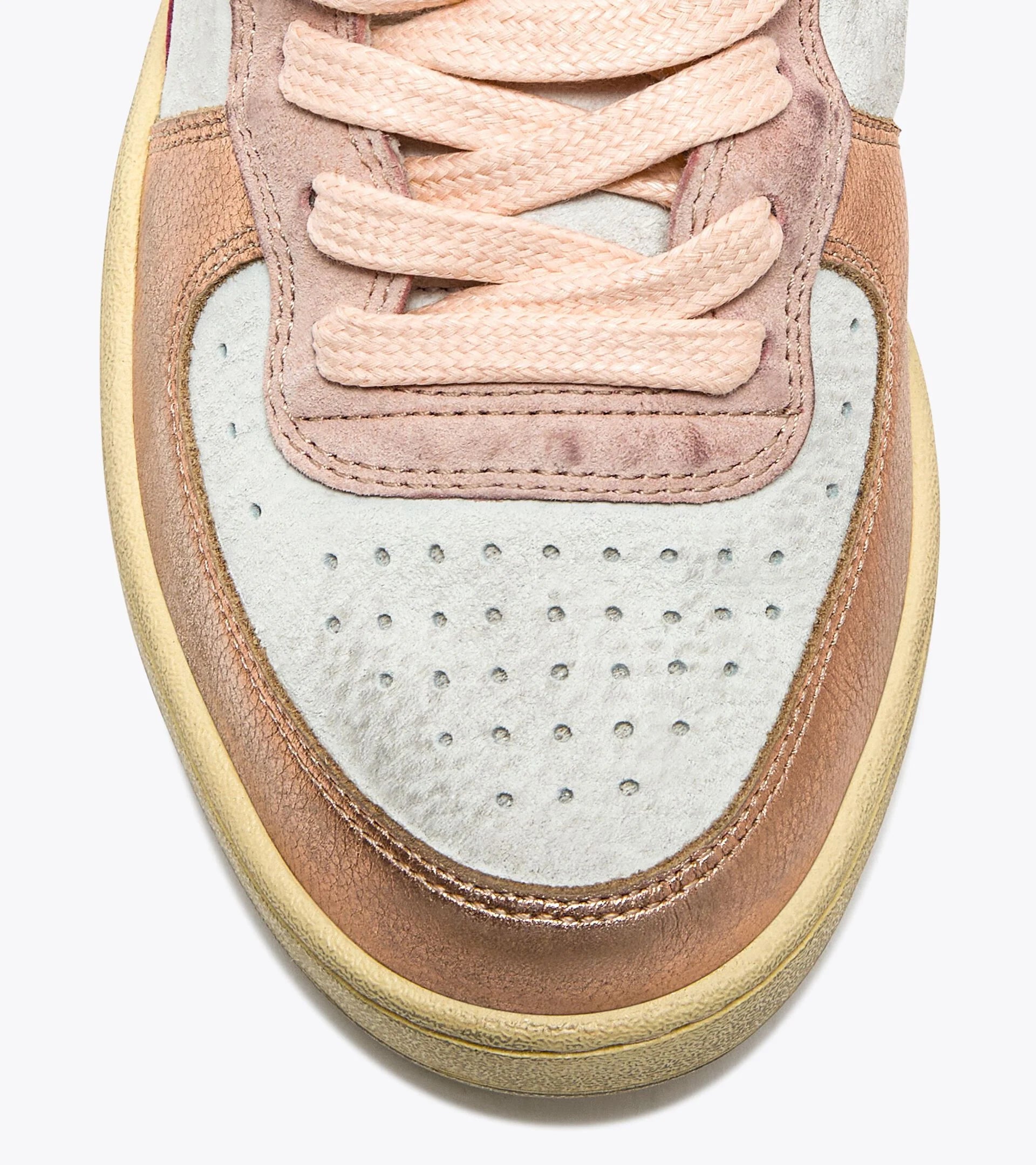 Baskets Diadora Mi Metal Pigskin Used Wn Rose Cornouille Clair