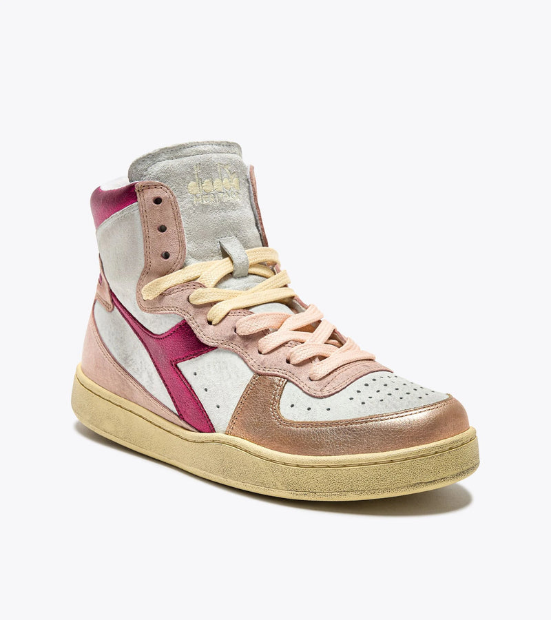 Baskets Diadora Mi Metal Pigskin Used Wn Rose Cornouille Clair