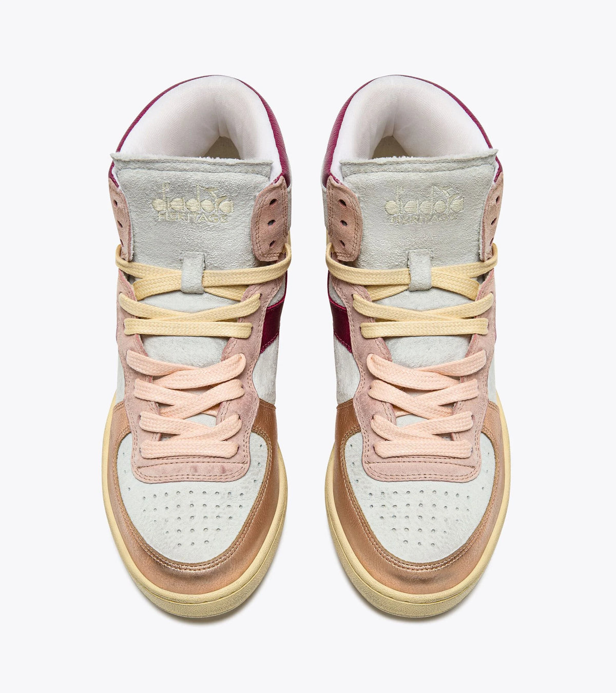 Baskets Diadora Mi Metal Pigskin Used Wn Rose Cornouille Clair