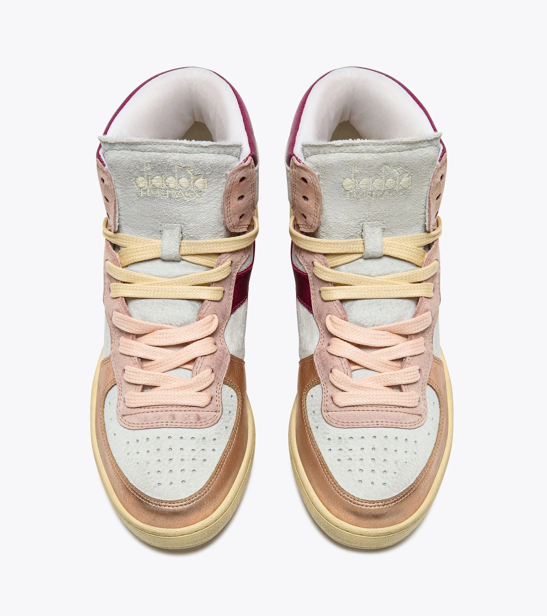 Baskets Diadora Mi Metal Pigskin Used Wn Rose Cornouille Clair