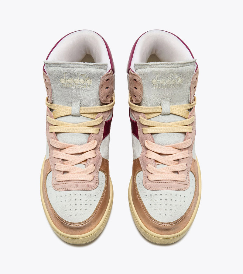 Baskets Diadora Mi Metal Pigskin Used Wn Rose Cornouille Clair
