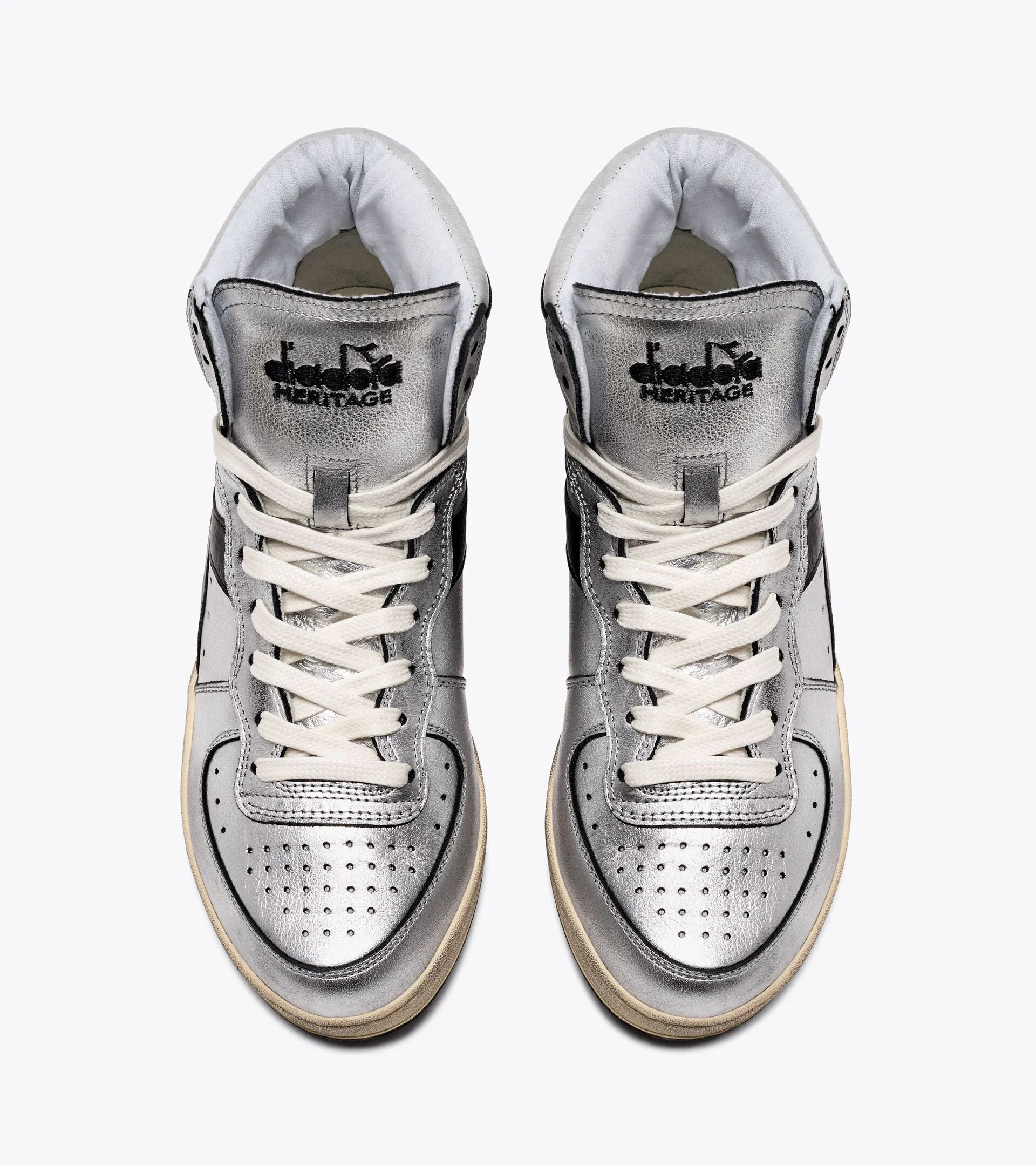 DIADORA Heritage Mi Silver Used W Argento Metallizzato Nero Sneakers FREE Delivery Boutique Access Nykita