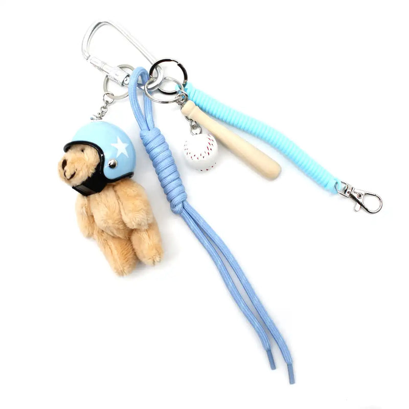 Bijou/Grigri de sac Nounours casque Bleu