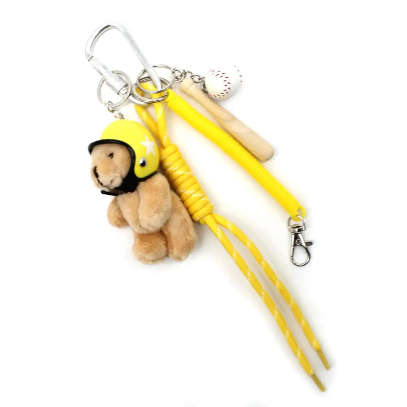 Bijou/Grigri de sac Nounours casque Jaune