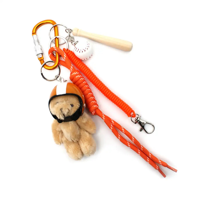 Bijou/Grigri de sac Nounours casque Orange
