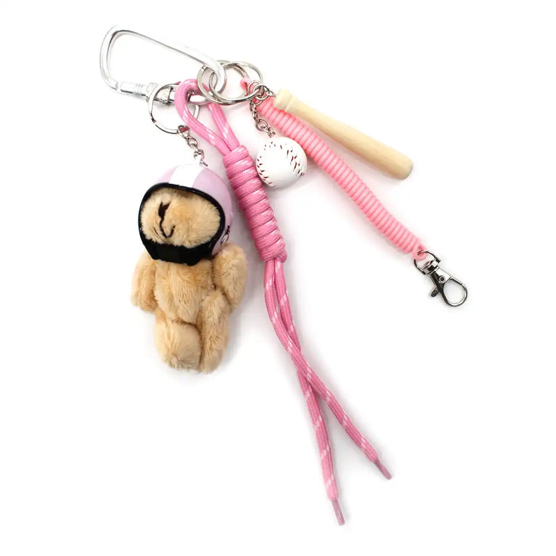 Bijou/Grigri de sac Nounours casque Rose