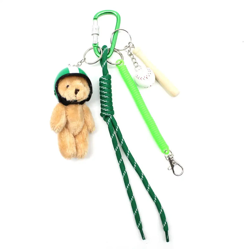 Bijou/Grigri de sac Nounours casque Vert