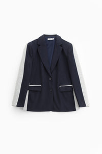 Blazer Please avec boutonnage et sections contrastee Blu