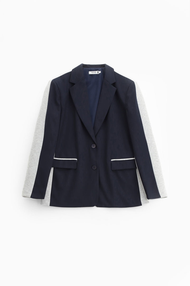 Blazer Please avec boutonnage et sections contrastee Blu