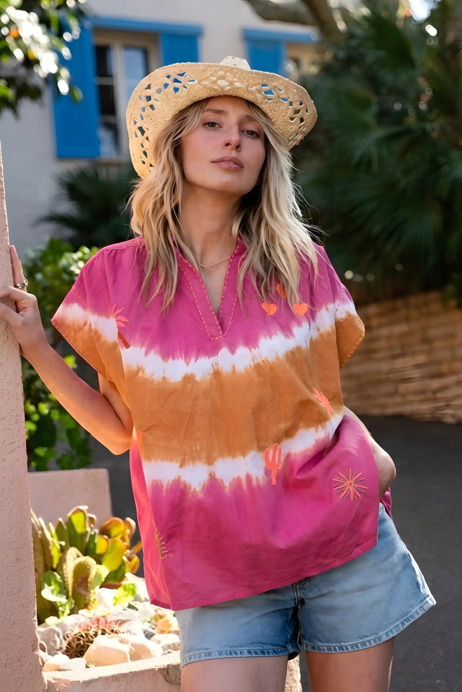 Blouse Ibiza Tie and Dye Fuchsia/Orange