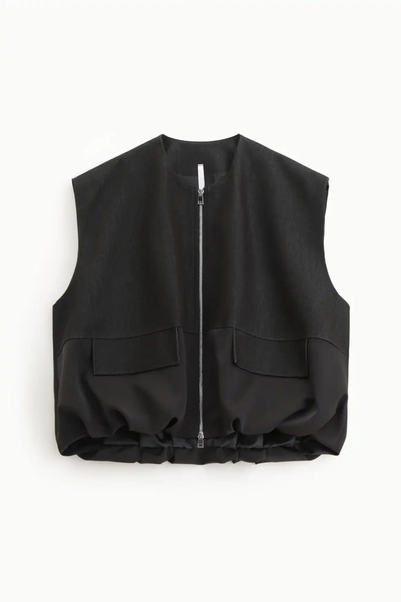 Gilet Imperial denim et satin Nero