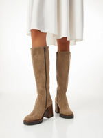Bottes Ovyé à talons Taupe