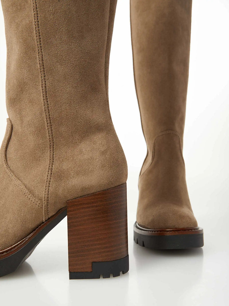 Bottes Ovyé à talons Taupe