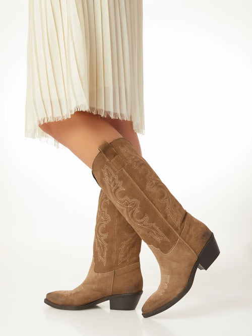 Santiags Ovyé Suede Cowboy Taupe