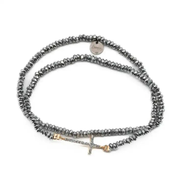 Bracelet Lsonge Double Croix Stone Elle L Argent