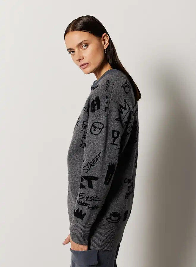 Cardigan Notshy Graphity Charbon/Noir