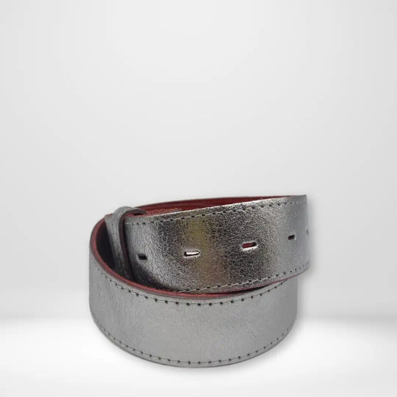 Ceinture Yolète Cuir Laminati Silver