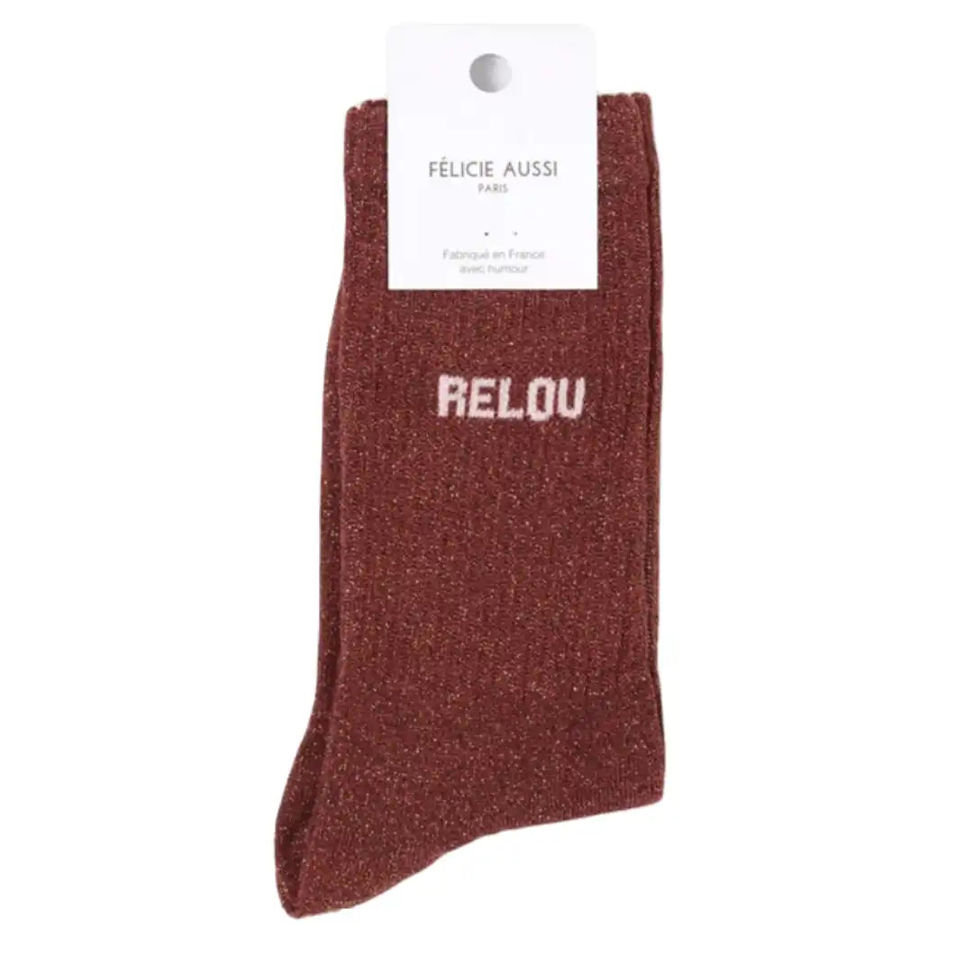 Chaussettes Félicie Aussi Relou Rouille Paillettes