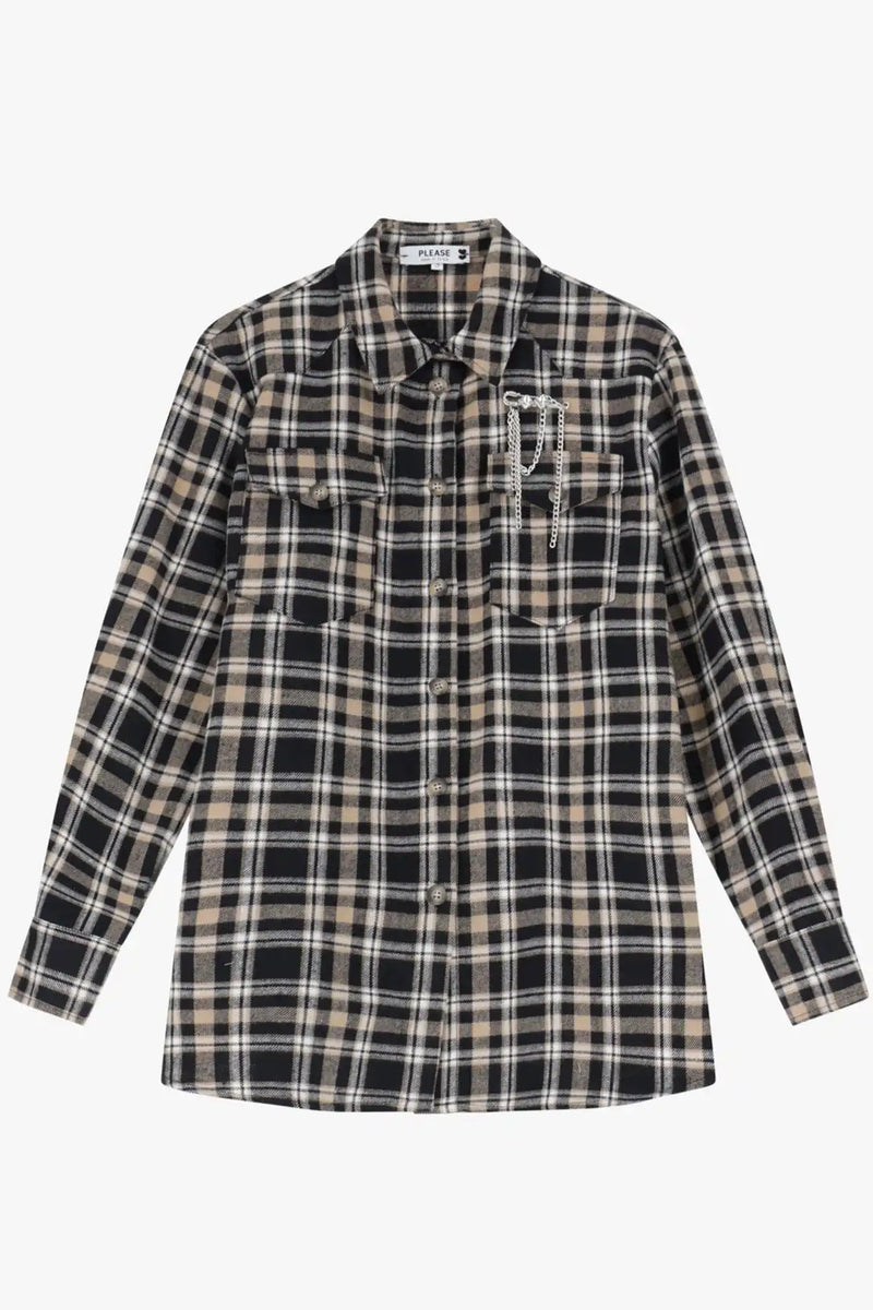 Chemise Please à carreaux Beige/Nero