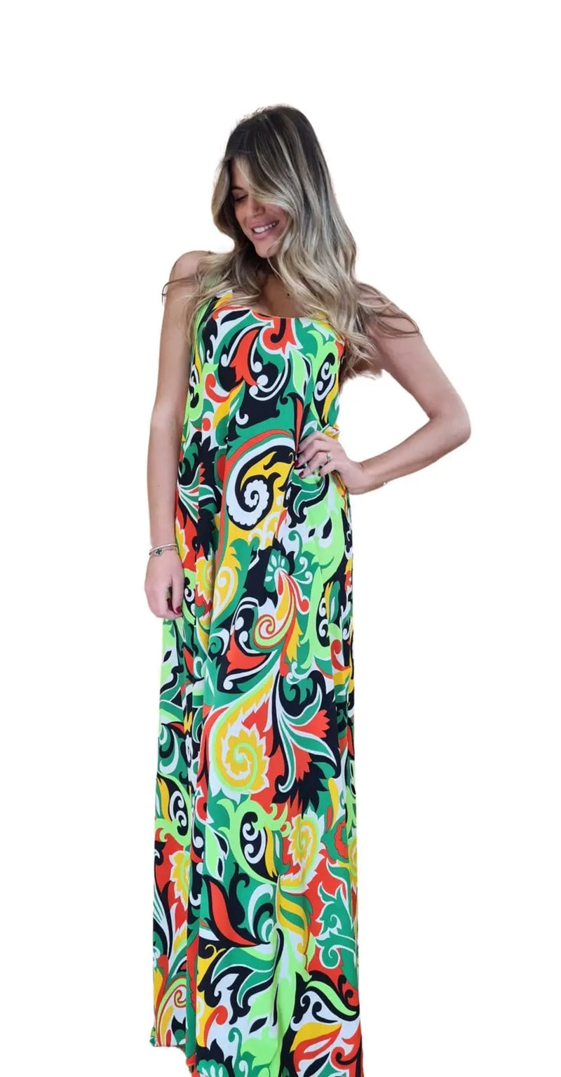 Robe longue débardeur Imprimé Multicolore