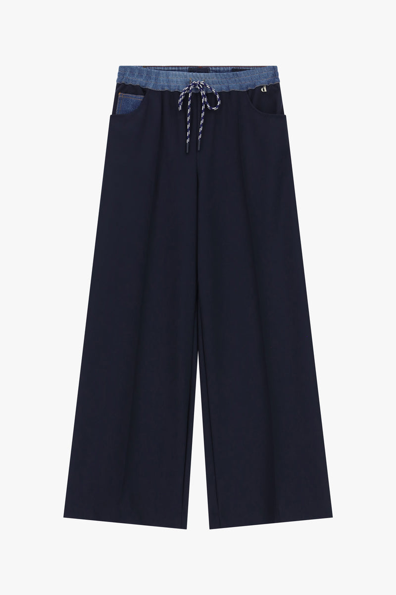Pantalon large Dixie taille elastiquee Blu