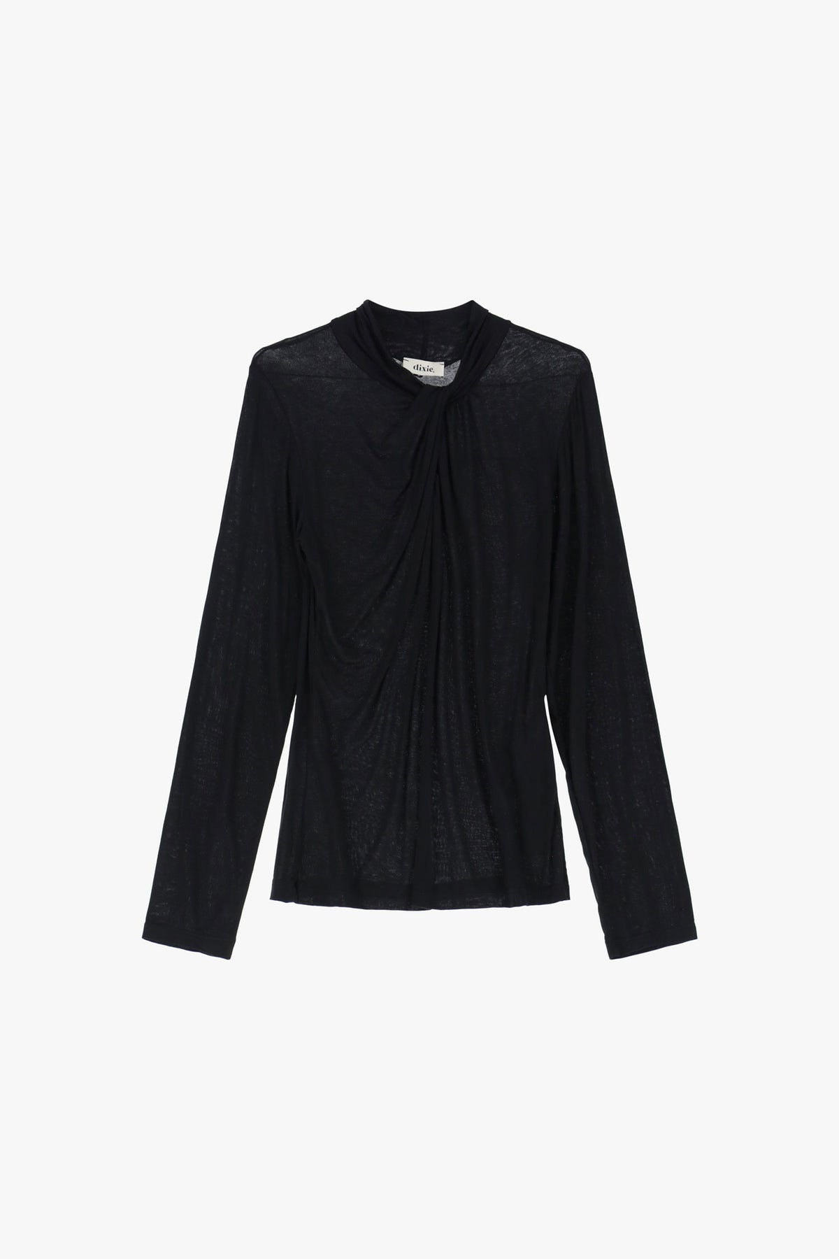 Top col drapé Dixie manches longues Nero