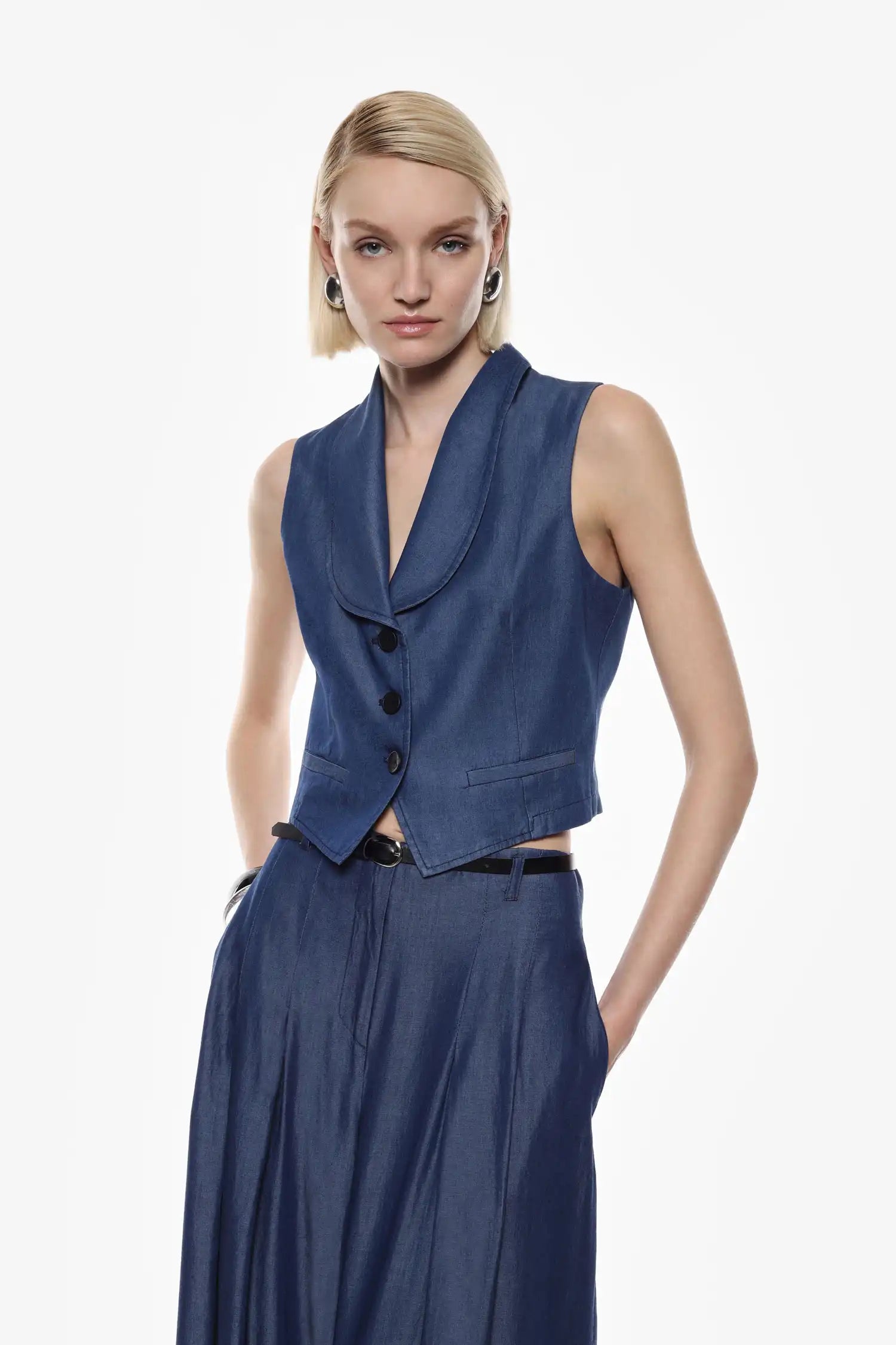 Gilet Imperial boutonné Blu Denim