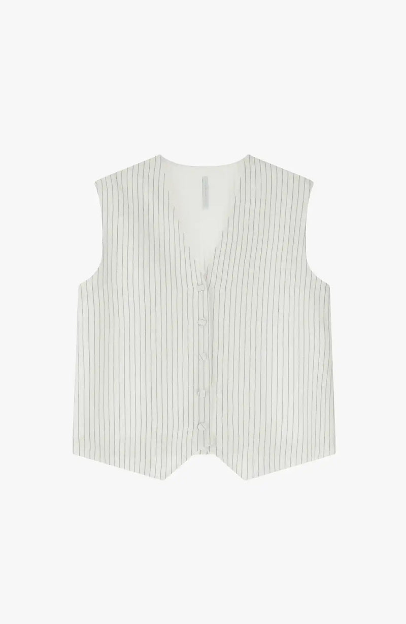 Gilet Imperial à rayures en lin Panna