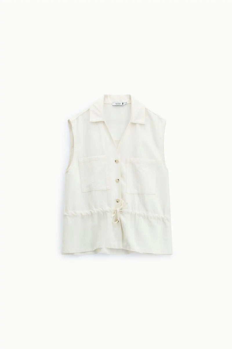 Gilet Please cordon à la taille Panna