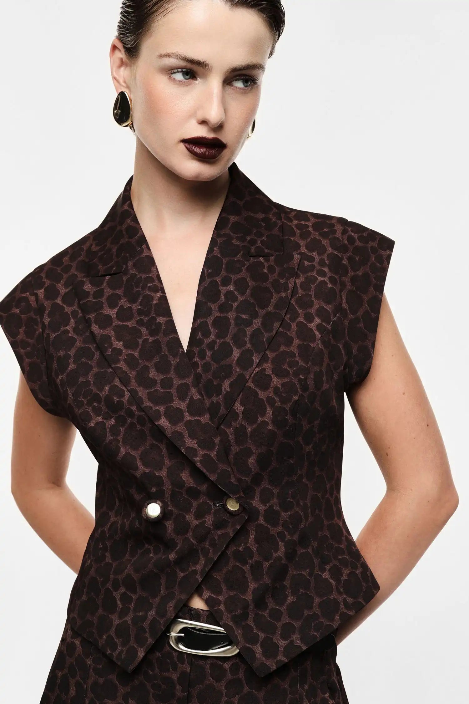 Gilet Imperial tailleur croisé Léopard Moro