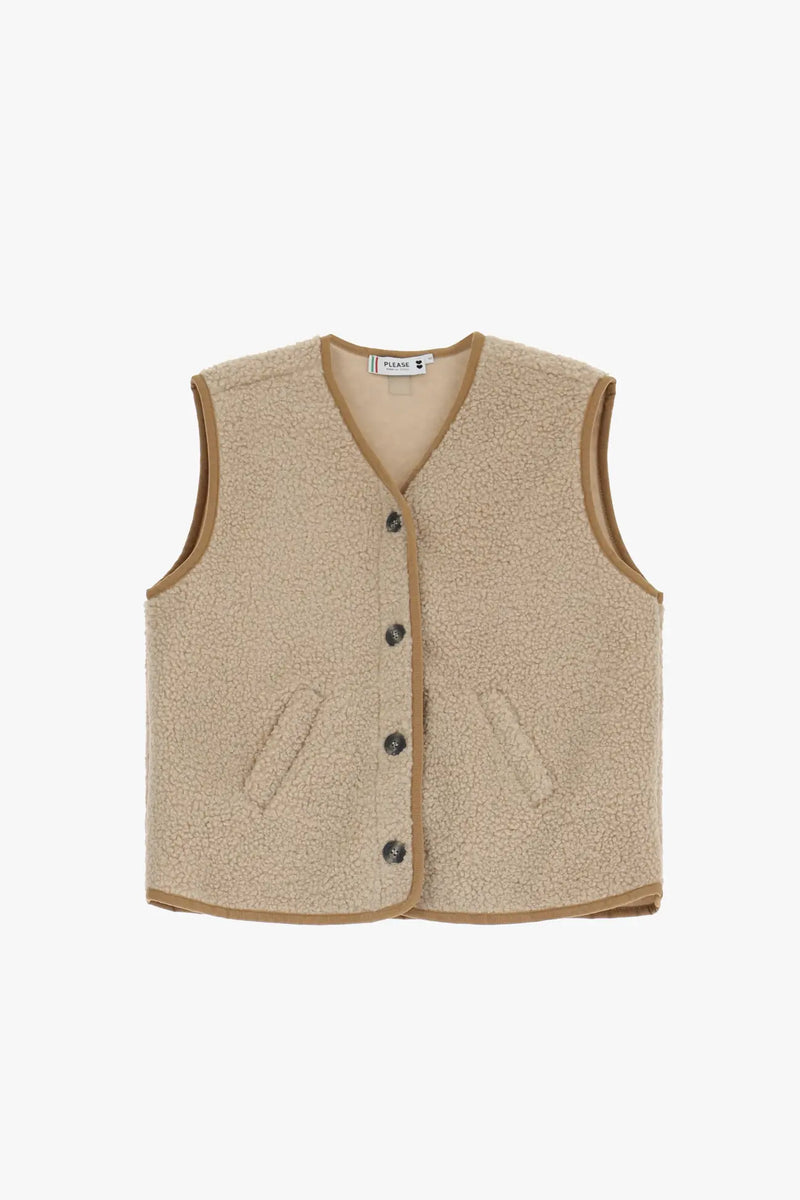 Gilet Please Mouton Boutonné Beige