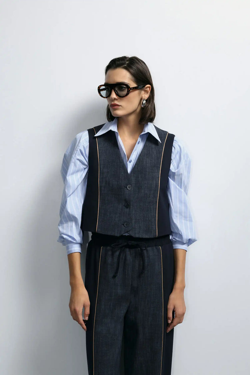 Gilet Imperial boutonné Blu Denim