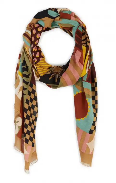 Grand Foulard Wild Scritch Kaki