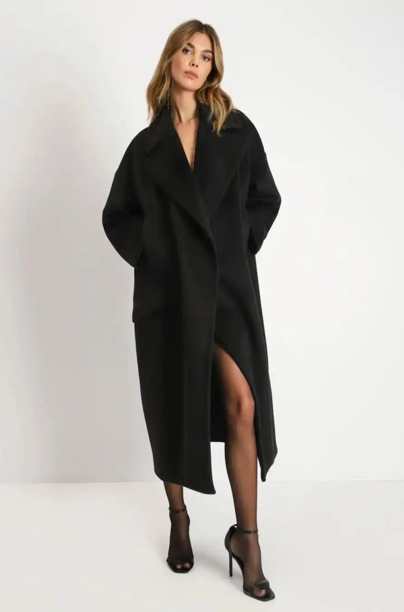 Manteau noir discount femme oversize