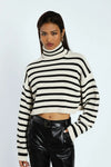 Pull Imperial Crop à rayures Bianco