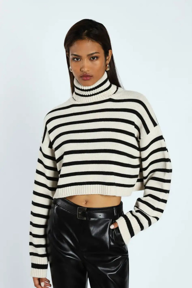 Pull Imperial Crop à rayures Bianco
