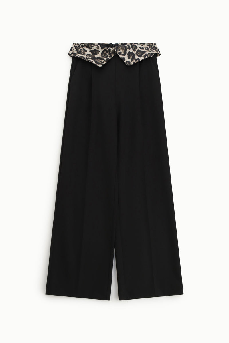  Pantalon droit Imperial revers léopard Nero 