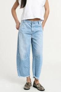 Jean baloon Please ourlet effiloché Blu Denim