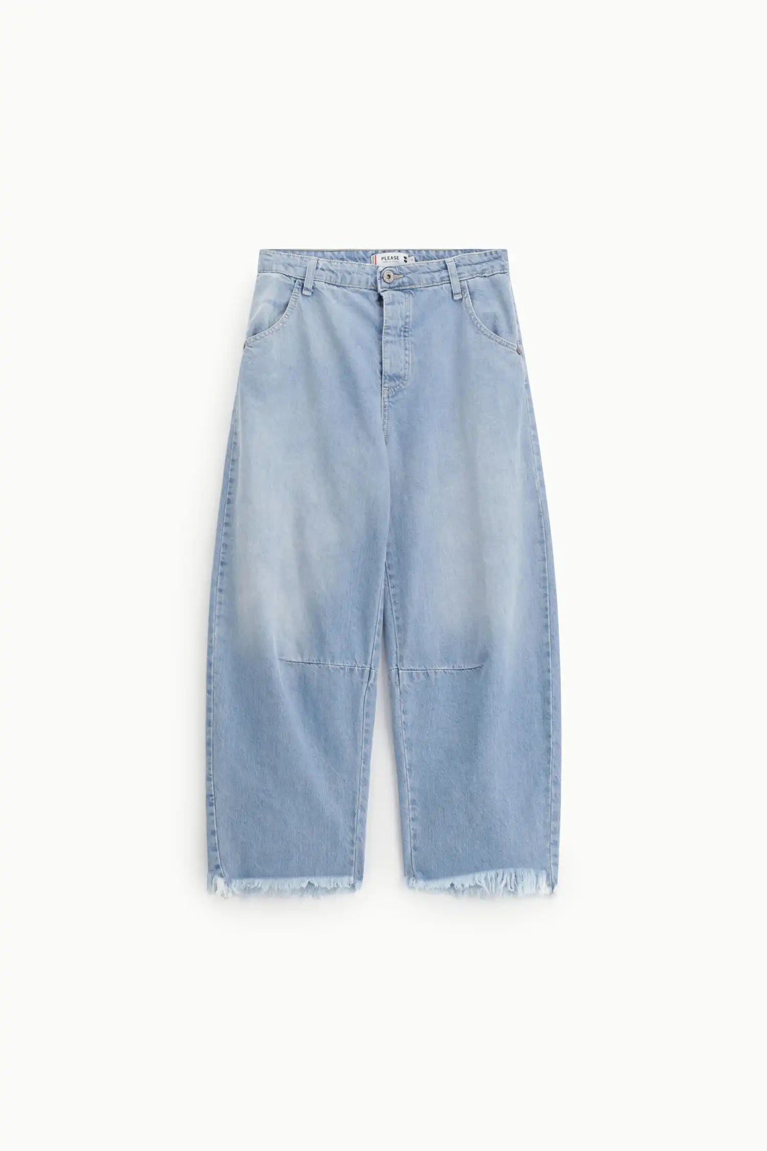 Jean baloon Please ourlet effiloché Blu Denim