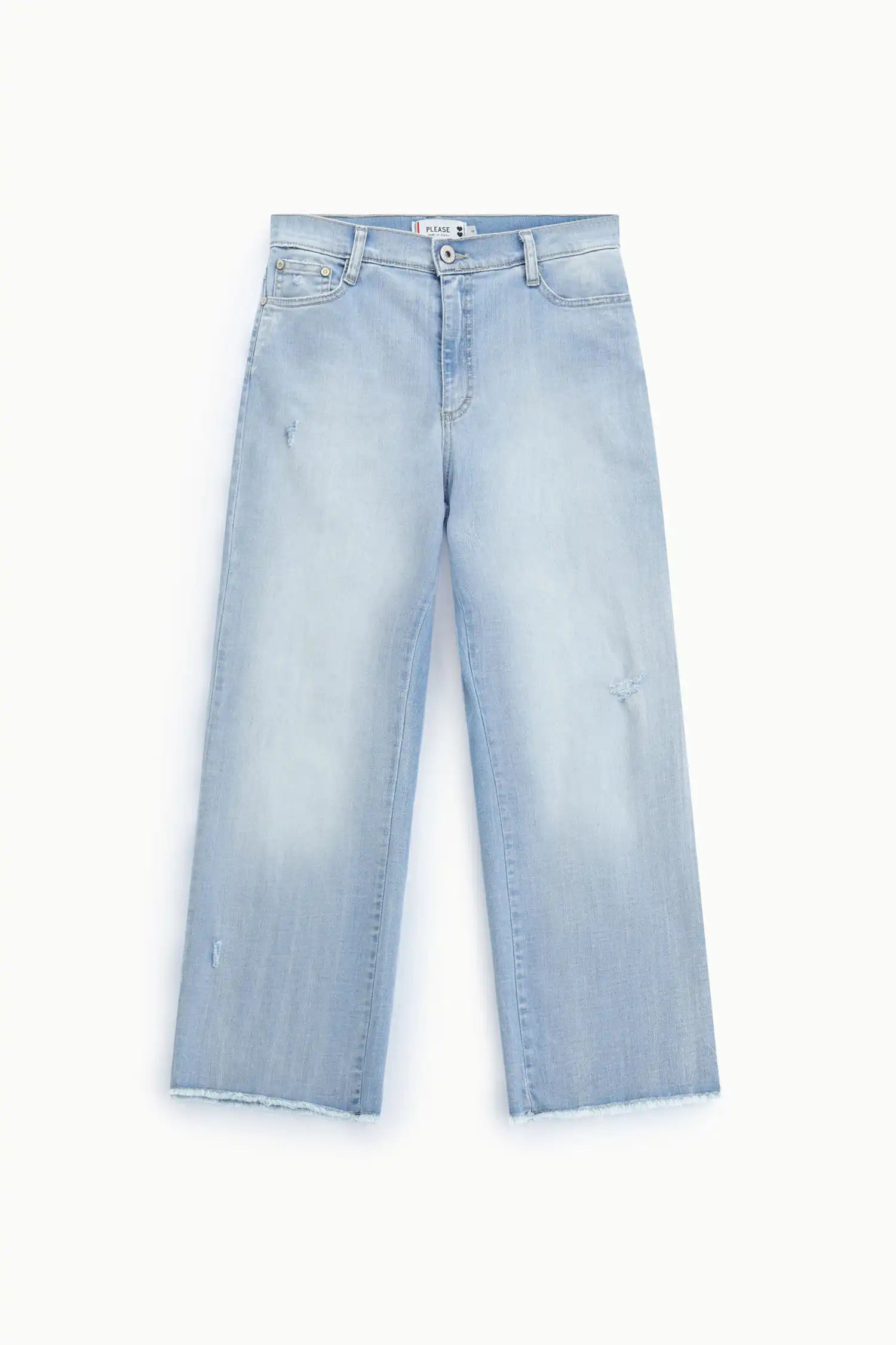 Jean large Please ourlet effiloché Blu Denim