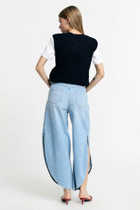 Jean large Please à fentes latérales Blu Denim