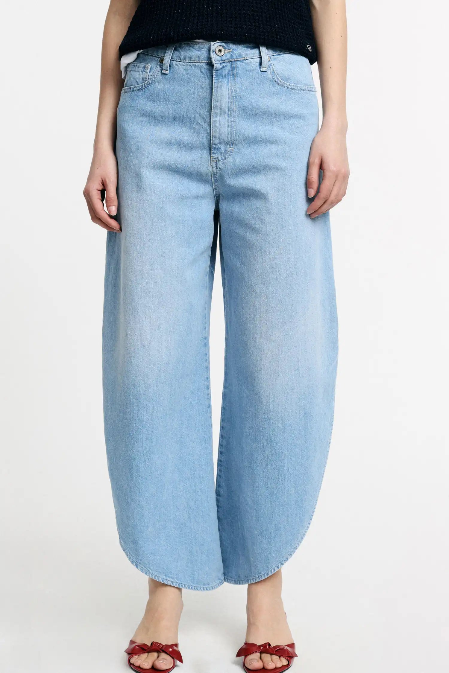 Jean large Please à fentes latérales Blu Denim