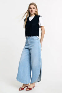 Jean large Please à fentes latérales Blu Denim