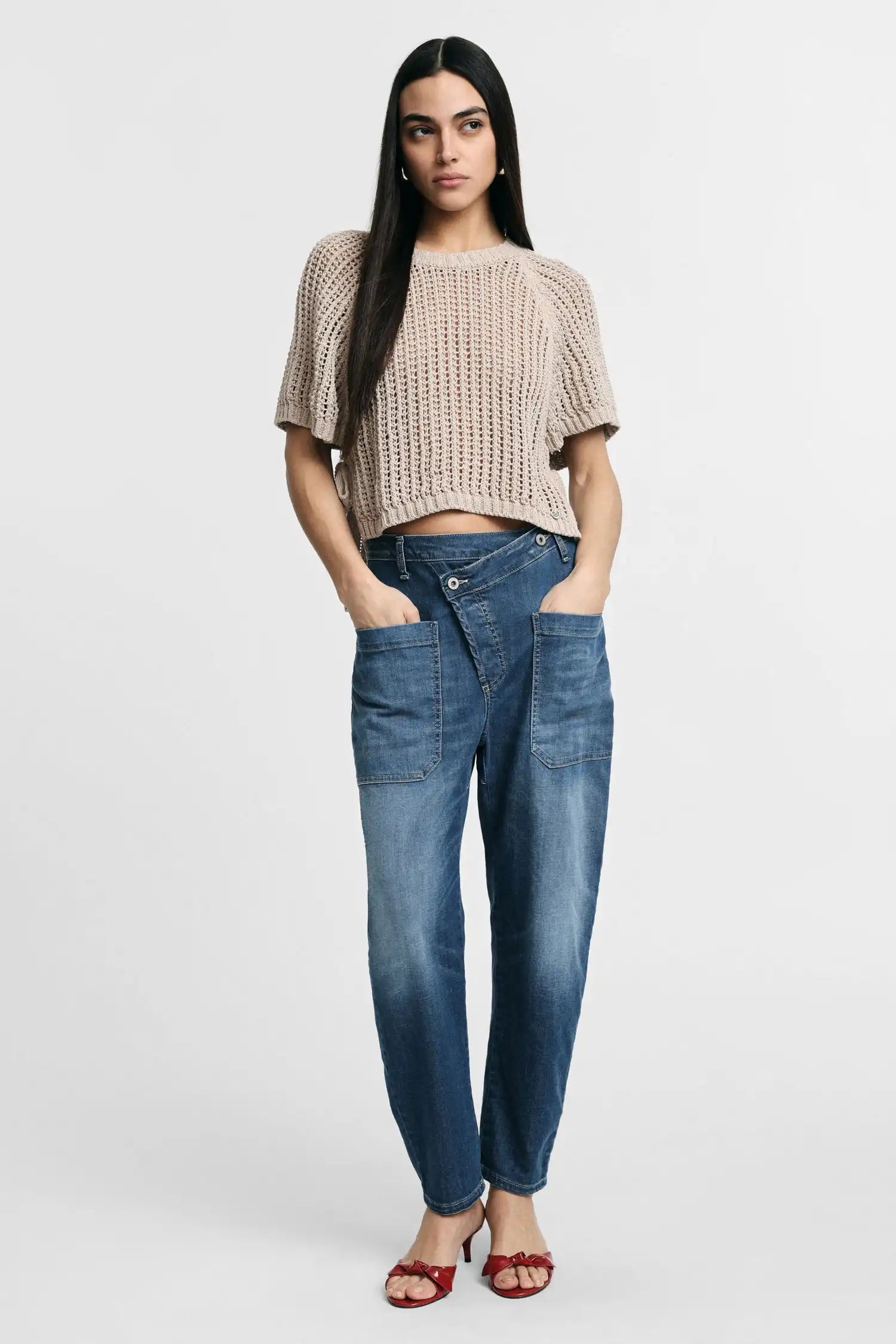 Jean Baggy Please asymétrique Blu Denim