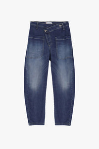 Jean Baggy Please asymétrique Blu Denim