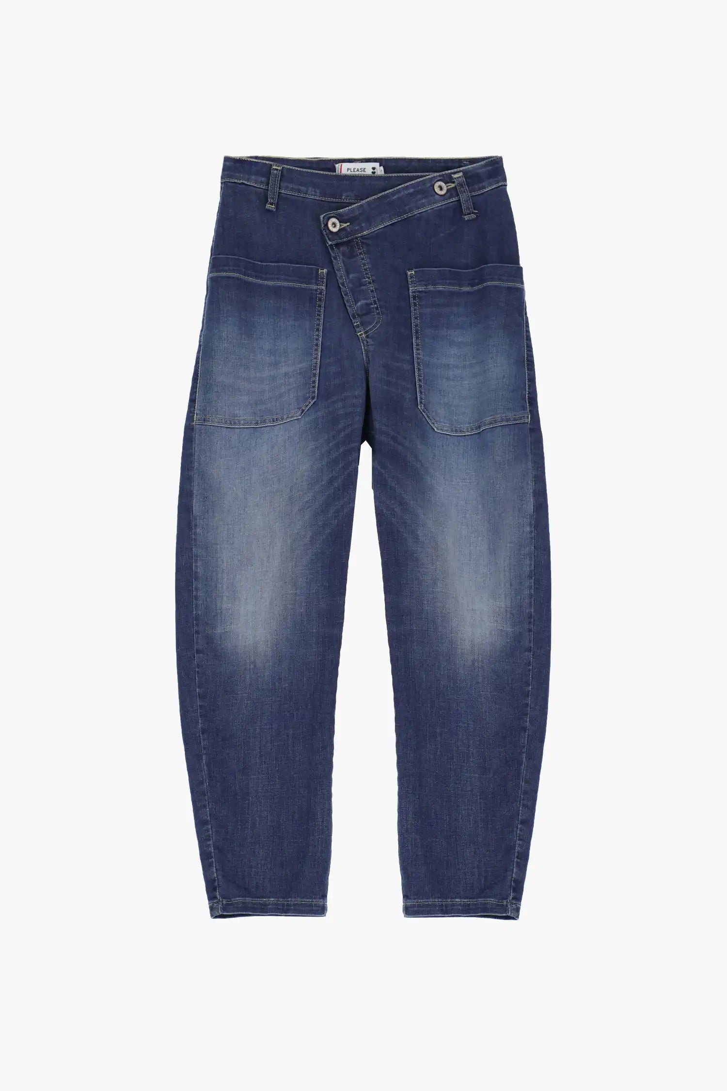 Jean Baggy Please asymétrique Blu Denim