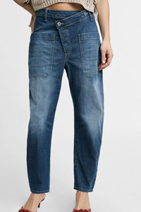 Jean Baggy Please asymétrique Blu Denim