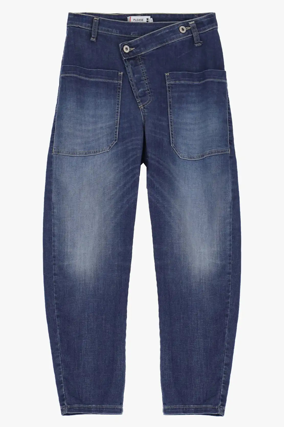 Jean Baggy Please asymétrique Blu Denim