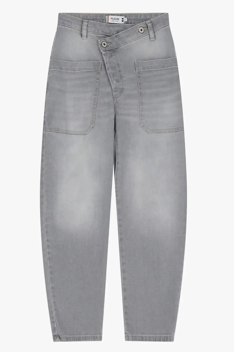 Jean Baggy Please asymétrique Grigio Denim
