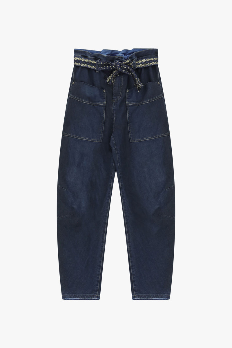 Jean Please cargo taille haute avec ceinture
